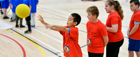 Boy playing basketball